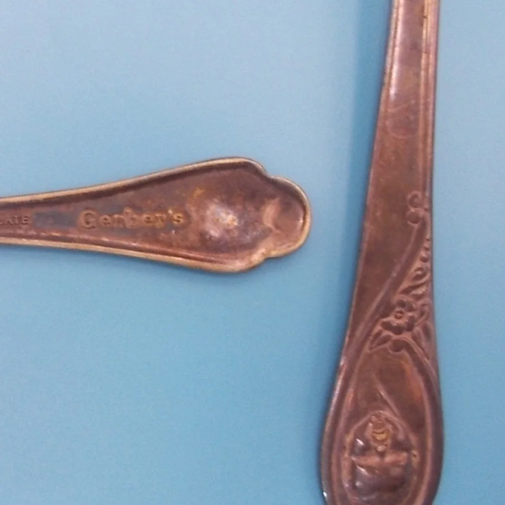 Vintage Gerber Baby Spoons Lot of 4 Silver Plate Collectible Advertising Spoon
